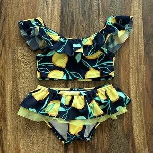 Cat and Jack Lemon Girls Swimsuit Two Piece Size 12M